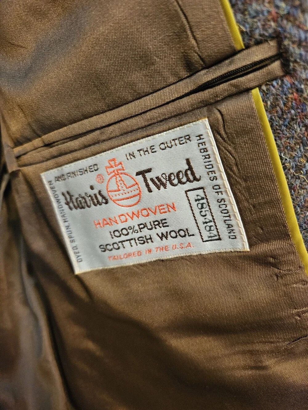 Vtg Yankee Peddler Seattle Harris Tweed Scottish Wool Brown Blazer 40